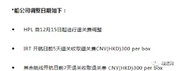 赫伯羅特針對從中國和中國香港出口的貨物征收附加費